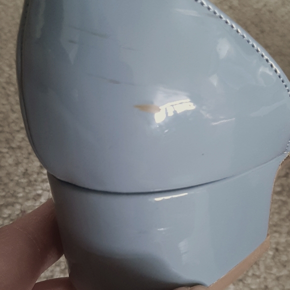 ALDO Lovely Blue Grey Patent Shoes - Pointy Toe, Ankle Strap, Cushion Insole - Picture 11 of 17